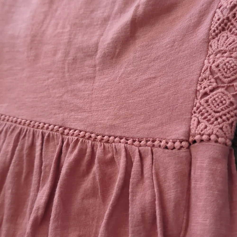 ANTHRO I Terra Cotta Nosara Crochet Lace Peplum Shirt Top by Meadow Rue, S